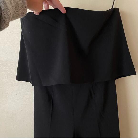 Jay Godfrey | Moore Strapless Ruffle Jumpsuit Wide Leg Cut Out Black Size 2 - Picture 4 of 9